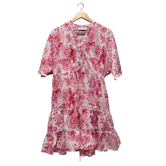 NWT Petal & Pup Sienna Long Sleeve Pink Floral Mini Dress Size US 6 Valentines - Picture 2 of 10